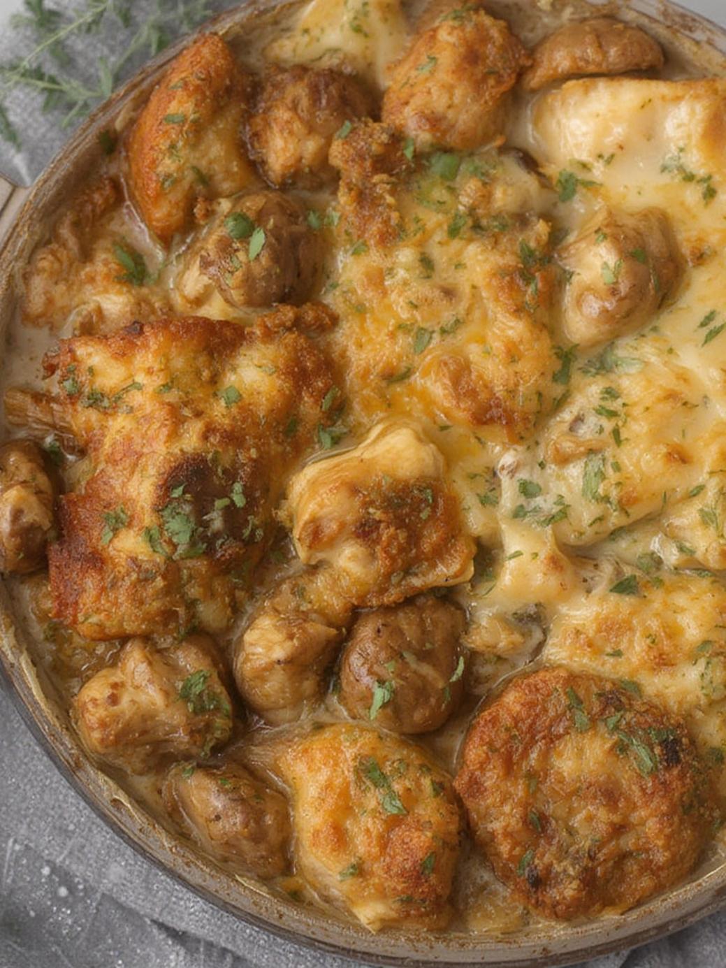 Keto Garlic Mushroom Chicken Casserole