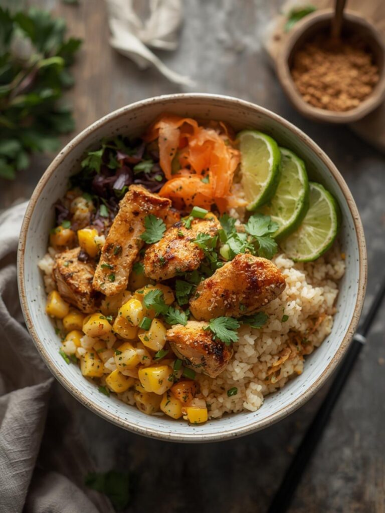Street Corn Chicken Rice Bowl