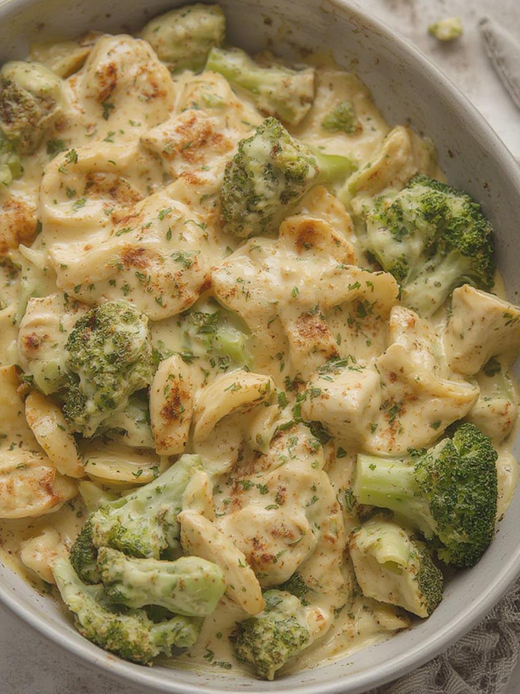 keto chicken alfredo broccoli bake