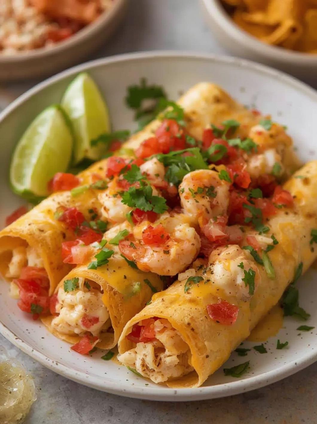 Crab And Shrimp Queso Taquitos